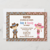 Cowboy en Cowgirl Birthday-uitnodigingen Kaart (Voorkant)