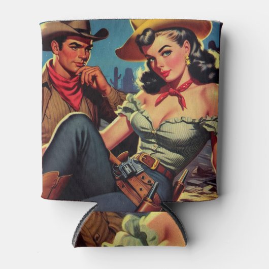  cowboy en cowgirl blikjeskoeler (Voorkant)