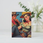  cowboy en cowgirl briefkaart (Staand voorkant)