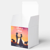 Cowboy en cowgirl bruiloft in silhouet bedankdoosjes (Geopend)
