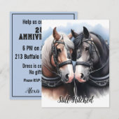 Cowboy en Cowgirl Groot Team Jubileum Kaart (Voorkant / Achterkant)