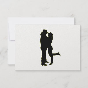 Cowboy en Cowgirl in liefde Silhouette-Blank Insid RSVP Kaartje