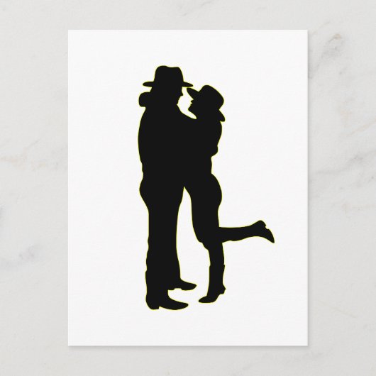 Cowboy en Cowgirl in Love Silhouette Briefkaart (Voorkant)
