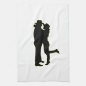 Cowboy en Cowgirl in Love Silhouette Theedoek (Verticaal)