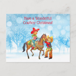 Cowboy en Cowgirl Kerstmis Briefkaart