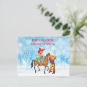 Cowboy en Cowgirl Kerstmis Briefkaart (Staand voorkant)