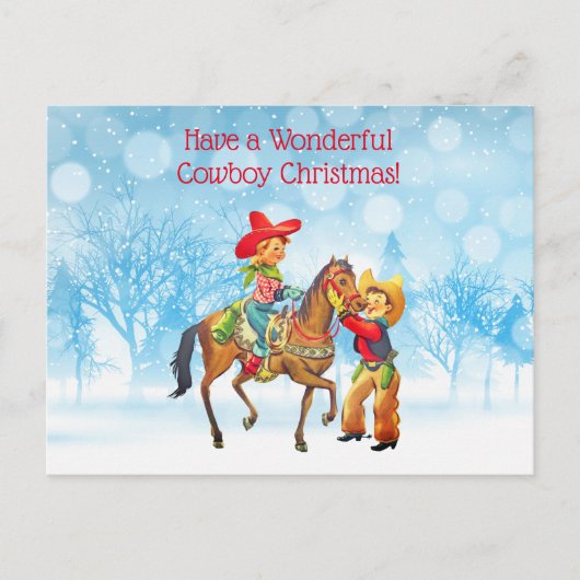 Cowboy en Cowgirl Kerstmis Briefkaart (Voorkant)