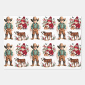 Cowboy en Cowgirl Kinder kerstdagen Inpakpapier Vel (Voorkant)