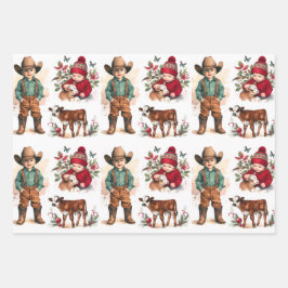 Cowboy en Cowgirl Kinder kerstdagen Inpakpapier Vel