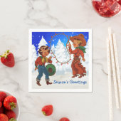 Cowboy en cowgirl Kinder winterparty servetten (Insitu)