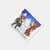 Cowboy en cowgirl Kinder winterparty servetten (Hoek)