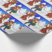 Cowboy en Cowgirl Kinderen met touwverlichting Cadeaupapier (Hoek)