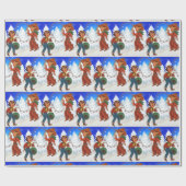 Cowboy en Cowgirl Kinderen met touwverlichting Cadeaupapier (Vlak)