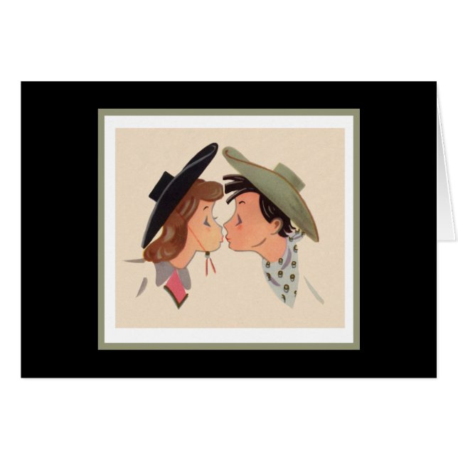 Cowboy en Cowgirl Kissing (Voorkant Horizontaal)