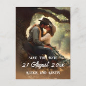 Cowboy en Cowgirl Kussen Save the Date Briefkaart (Voorkant)