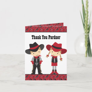 Cowboy en Cowgirl Note Cards Bedankkaart