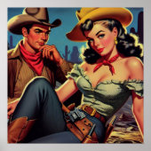  cowboy en cowgirl poster (Voorkant)