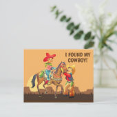 Cowboy en Cowgirl Save the Date Briefkaart (Staand voorkant)