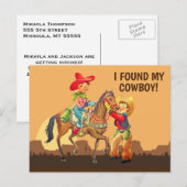 Cowboy en Cowgirl Save the Date Briefkaart (Voorkant / Achterkant)