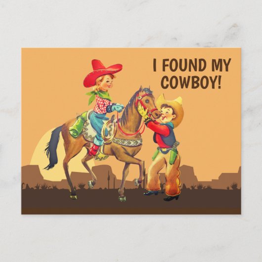 Cowboy en Cowgirl Save the Date Briefkaart (Voorkant)