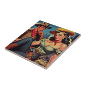  cowboy en cowgirl tegeltje (Zijkant)
