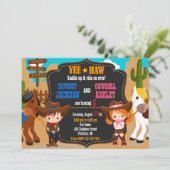 Cowboy en Cowgirl uitnodiging Wild West (Staand voorkant)
