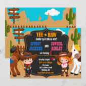 Cowboy en Cowgirl uitnodiging Wild West (Voorkant / Achterkant)
