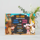 Cowboy en Cowgirl uitnodiging Wild West (Staand voorkant)