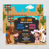 Cowboy en Cowgirl uitnodiging Wild West (Voorkant / Achterkant)