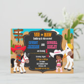 Cowboy en Cowgirl uitnodiging Wild West (Staand voorkant)