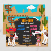 Cowboy en Cowgirl uitnodiging Wild West (Voorkant / Achterkant)