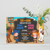 Cowboy en Cowgirl uitnodiging Wild West (Staand voorkant)