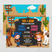 Cowboy en Cowgirl uitnodiging Wild West (Voorkant / Achterkant)