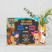 Cowboy en Cowgirl uitnodiging Wild West (Staand voorkant)