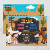 Cowboy en Cowgirl uitnodiging Wild West (Voorkant / Achterkant)