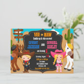 Cowboy en Cowgirl uitnodiging Wild West (Staand voorkant)
