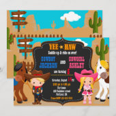 Cowboy en Cowgirl uitnodiging Wild West (Voorkant / Achterkant)