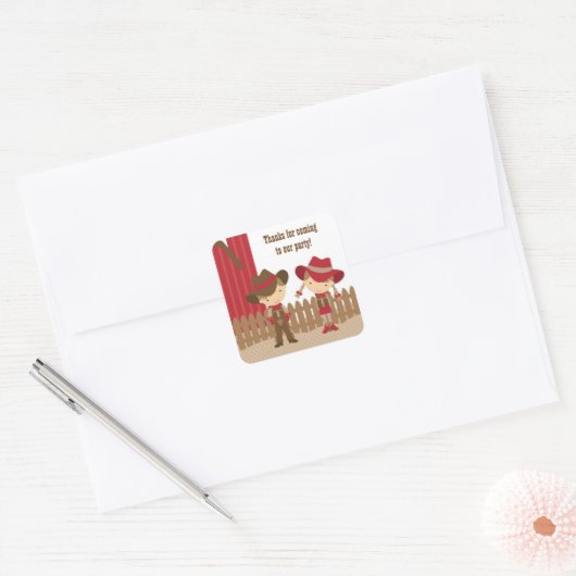 Cowboy en Cowgirl Verjaardag Stickers (Envelop)