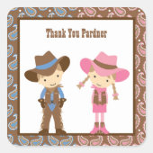 Cowboy en Cowgirl Verjaardag Stickers (Voorkant)
