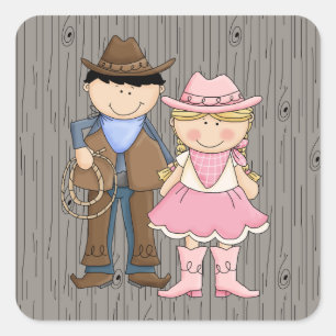Cowboy en Cowgirl Vierkante Sticker