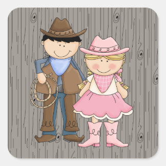 Cowboy en Cowgirl Vierkante Sticker