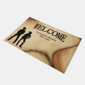 Cowboy en Cowgirl Welkom in Ranch Deurmat (Schuin)