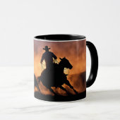 Cowboy en Cutting Horse Steer Bull Sunset Mok (Voorkant rechts)