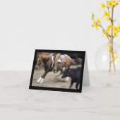 Cowboy en Cutting Horse Verjaardag Kaart (Gele Bloem)