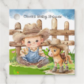 Cowboy en een Pony Horse Boy Baby shower Bedankjes Labels (Voorkant)