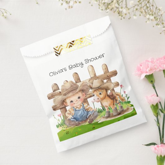 Cowboy en een Pony Horse Boy Baby shower Bedankzakje (Gezegeld)
