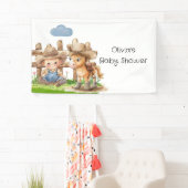 Cowboy en een Pony Horse Boy Baby shower Spandoek (Insitu)