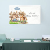 Cowboy en een Pony Horse Boy Baby shower Spandoek (Beurs)