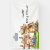 Cowboy en een Pony Horse Boy Baby shower Spandoek (Verticaal)