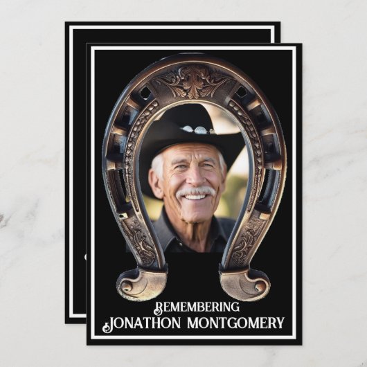 Cowboy en Hoefijzer Viering van het Leven Kaart (Voorkant / Achterkant)